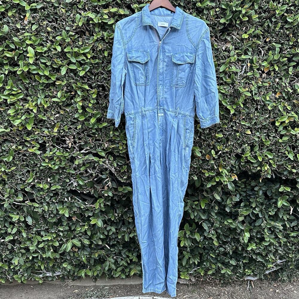 Closed Denim Jump Suit Womens 27 Blue Mid Light Wash Jean Zip Utility Retro City